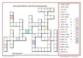 Vorschau - Arbeitsblätter - Kreuzworträtsel zu den Grundrechenarten - Deckblatt