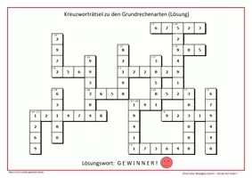 Vorschau - Arbeitsblätter - Kreuzworträtsel zu den Grundrechenarten - Seite 1
