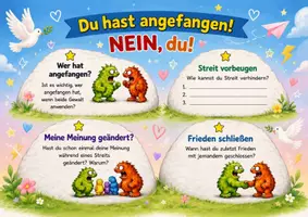 Vorschau - Stundenentwürfe - Konflikte lösen am Beispiel von "Du hast angefangen!". Mit Fantasiereise und Stundenentwurf. - Deckblatt