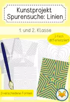 Vorschau - Arbeitsblätter - Kunstprojekt: Linien verfolgen - Stern, Herz oder Kreuz ausmalen I Visuelle Wahrnehmung und Konzentration - Deckblatt