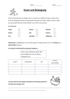 Vorschau - Arbeitsblätter - Essen und Bewegung (Arbeitsblatt) - Deckblatt