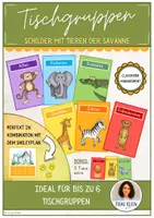 Vorschau - Merkblätter - Schilder Tischgruppen (Tiere der Savanne) - Deckblatt