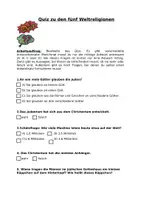 Vorschau - Arbeitsblätter - Quiz zu den fünf Weltreligionen - Deckblatt