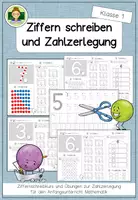 Vorschau - Arbeitsblätter - Ziffern schreiben und Zahlzerlegung (Mathe Anfangsunterricht) (Schreibkurs, Schüttelboxen, Zahlenhäuser und Mengen bis 10) - Deckblatt