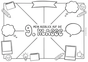 Vorschau - Mal- und Bastelvorlagen - Mein Ausblick auf die 9. Klasse - Schulstart Sek1 - Seite 1