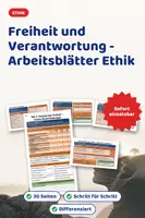 Vorschau - Arbeitsblätter - Freiheit und Verantwortung - Arbeitsblätter Ethik - Deckblatt