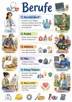 Vorschau - Arbeitsblätter - Lernposter + Arbeitsblätter zum Thema "Beruf" (Lückentext, Hörverstehen) + Lösung & MP3 + Mindmap + Infografik - Deckblatt