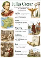 Vorschau - Arbeitsblätter - Lernposter + Arbeitsblätter zum Thema "Julius Caesar" (Lückentext, Hörverstehen) + Lösung & MP3 + Mindmap + Infografiken - Deckblatt