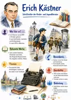 Vorschau - Arbeitsblätter - Lernposter + Arbeitsblatt zum Thema "Erich Kästner" + Onlineübung & MP3 + Mindmap + Infografiken - Deckblatt