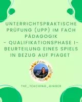 Vorschau - Stundenentwürfe - Examensstunde UPP Pädagogik (Piaget - Urteilskompetenz) - Deckblatt