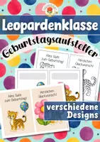 Vorschau - Mal- und Bastelvorlagen - Leopardenklasse - Geburtstagsaufsteller (Klassentier) - Deckblatt