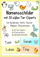 Vorschau - Bildkarten - Namensschilder mit 30 süßen Tier-Cliparts | Editierbar | Grundschule & Kindergarten - Deckblatt