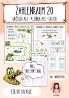 Vorschau - Unterrichtsreihen - Zahlenraum 20 – Grösser als, kleiner als, gleich | inkl. Tafelmaterial - Deckblatt