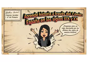 Vista previa - Hojas de trabajo - España contemporánea en cómic | Ciencias Sociales 6.º Primaria | PDF - página 1