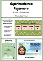 Vorschau - Unterrichtsreihen - Experimente mit dem Regenwurm Unterrichtsreihe Biologie - Deckblatt