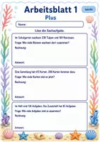 Vorschau - Arbeitsblätter - Sachaufgaben Plus Minus bis 1000 | Mathematik Klasse 3 | 6 Arbeitsblätter als PDF - Seite 1