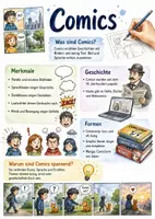 Vorschau - Arbeitsblätter - Lernposter + Arbeitsblätter zum Thema "Comic" + Lösung & Fragen & MP3 + Mindmap + Infografik - Deckblatt