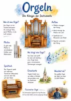 Vorschau - Arbeitsblätter - Lernplakat + Arbeitsblätter zum Thema "Orgel" + Lösung & MP3 + Mindmap + Infografik - Deckblatt