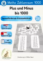 Vorschau - Arbeitsblätter - Plus und Minus bis 1000 Kreuzzahlrätsel mit Zehner- und Hunderterübergängen - Deckblatt