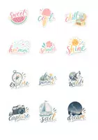 Vorschau - selbst erstellte Cliparts/Grafiken - Sommersticker, Kalligraphie - Bastelmaterial - Deckblatt