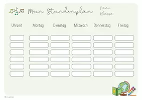 Vorschau - Mal- und Bastelvorlagen - Vorlage Stundenplan - Deckblatt