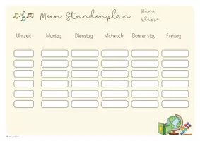 Vorschau - Mal- und Bastelvorlagen - Vorlage Stundenplan - Seite 2