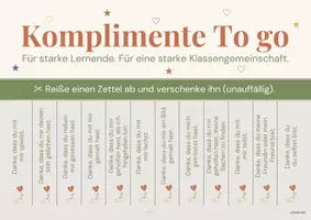 Vorschau - Poster - Komplimente to go: Wertschätzungszettel für soziales Lernen - Deckblatt