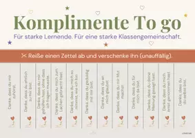 Vorschau - Poster - Komplimente to go: Wertschätzungszettel für soziales Lernen - Deckblatt
