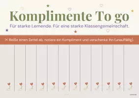 Vorschau - Poster - Komplimente to go: Wertschätzungszettel für soziales Lernen - Seite 1