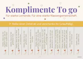 Vorschau - Poster - Komplimente to go: Wertschätzungszettel für soziales Lernen - Deckblatt