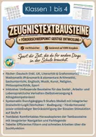 Vorschau - Anderer Materialtyp - Zeugnistexte Förderschwerpunkt Geistige Entwicklung Klasse 1 bis 4 / Textbausteine / Förderschultextbausteine - alle Fächer - Deckblatt