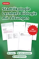 Vorschau - Unterrichtsreihen - Stadtökologie Lernheft Biologie mit Lösungen - Deckblatt