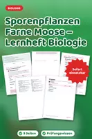 Vorschau - Arbeitsblätter - Sporenpflanzen Farne Moose – Lernheft Biologie - Deckblatt