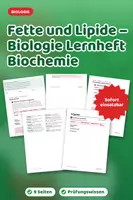 Vorschau - Arbeitsblätter - Fette und Lipide – Biologie Lernheft Biochemie - Deckblatt
