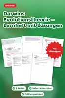 Vorschau - Arbeitsblätter - Darwins Evolutionstheorie – Lernheft mit Lösungen - Deckblatt