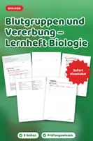 Vorschau - Arbeitsblätter - Blutgruppen und Vererbung – Lernheft Biologie - Deckblatt