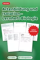 Vorschau - Arbeitsblätter - Artenbildung und Isolation - Lernheft Biologie - Deckblatt