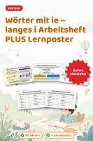Vorschau - Arbeitsblätter - Wörter mit ie langes i – Deutsch Arbeitsheft mit Lösungen - Deckblatt