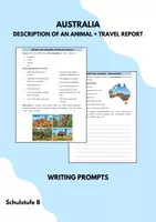 Vorschau - Arbeitsblätter - Australia Travel Report + Animal Description Writing Tasks - Deckblatt