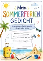 Vorschau - Arbeitsblätter - Sommerferien-Gedicht – Gedichtschnipsel sortieren | Reimdetektiv | Kreatives Schreiben (Klasse 2–5) - Deckblatt