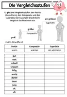 Vorschau - Arbeitsblätter - Die Vergleichsstufen Arbeitsblatt (Positiv, Komparativ, Superlativ) Adjektive steigern - Seite 1
