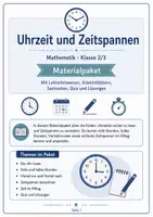 Vorschau - Arbeitsblätter - Zeit und Zeitspannen - Uhrzeit lernen - Seite 1
