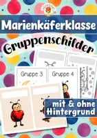 Vorschau - Stationenlernen - Marienkäferklasse - Gruppenschilder (Klassentier) - Deckblatt