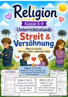 Vorschau - Stundenentwürfe - Religion | Streit & Versöhnung | Unterrichtsstunde | Jugendthema | Epheser 4, Vers 26 & Kolosser 3, Vers 13 | Klasse 5-9 - Deckblatt