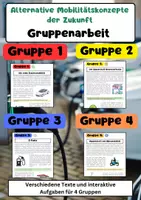 Vorschau - Arbeitsblätter - Alternative Mobilitätskonzepte Gruppenarbeit: Elektromobilität & Wasserstoff E-Fuels - Deckblatt