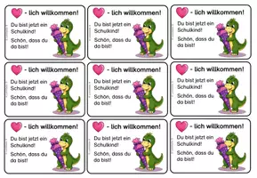 Vorschau - Bildkarten - Erster Schultag Willkommenskärtchen Dino und Schultüte (Dinosaurier) - Seite 2