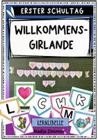 Vorschau - Bildkarten - Erster Schultag - Willkommens-Girlande / Begrüßung - Deckblatt