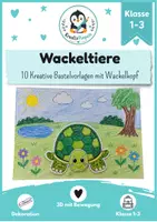 Vorschau - Stundenentwürfe - Paket Wackeltiere basteln – Bastelvorlagen mit Hexentreppe | Tiere ausmalen, ausschneiden, basteln & gestalten | Kunst Grundschule Klasse 1–3 - Seite 1