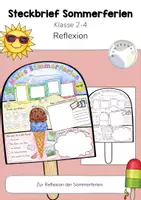 Vorschau - Mal- und Bastelvorlagen - Steckbrief Sommerferien (Reflexion der Ferien, Erzählanlass) - Deckblatt