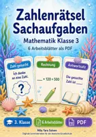 Vorschau - Arbeitsblätter - Zahlenrätsel Sachaufgaben | Mathematik Klasse 3 | 6 Arbeitsblätter als PDF - Deckblatt